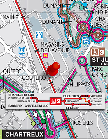 Arrêt et ligne de bus La Sanceenne